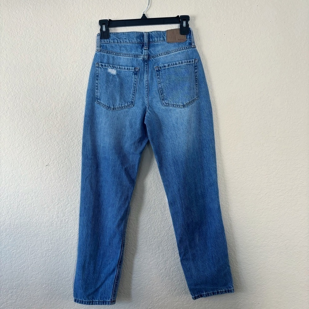 Aeropostale Mom Jeans 00 Distressed High Waisted Medium Wash Ripped Denim - Picture 2 of 10